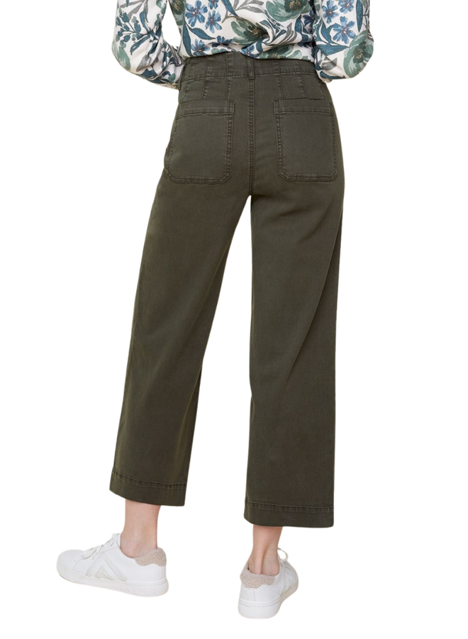 Renuar Crop Wide Leg Pant In Chive