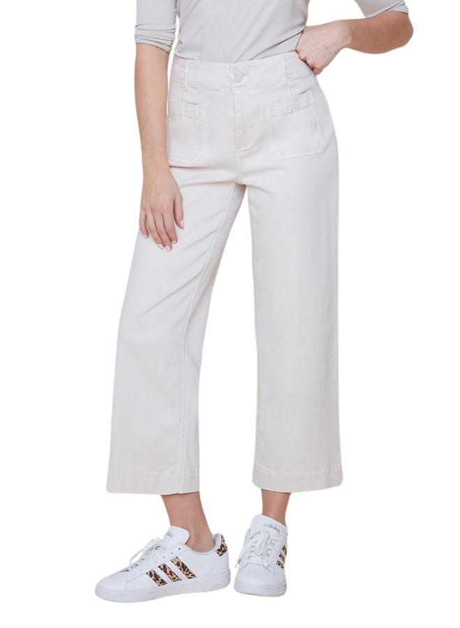 Renuar Crop Wide Leg Pant In Oyster