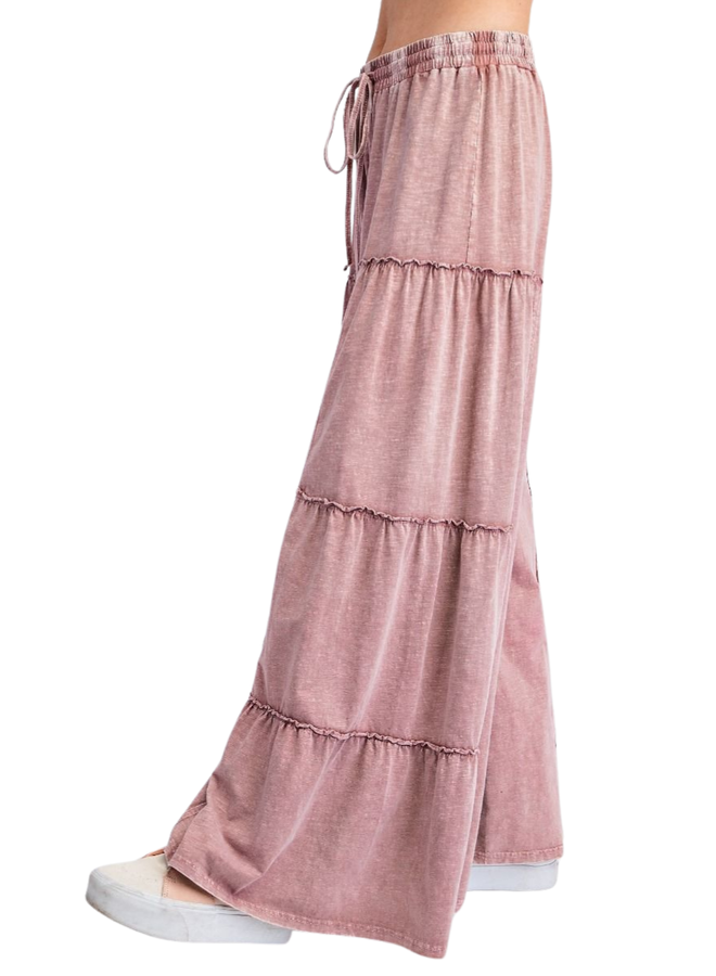 Tiered Cozy Pant In Mauve