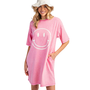 Happy Face Tee Dress In Barbie Pink