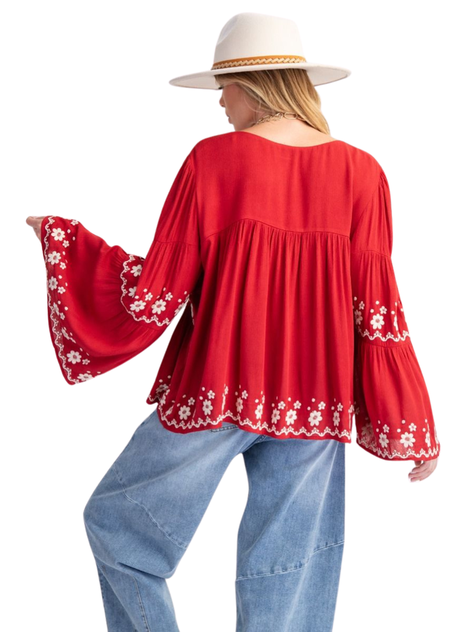 Fire Red Boho Top