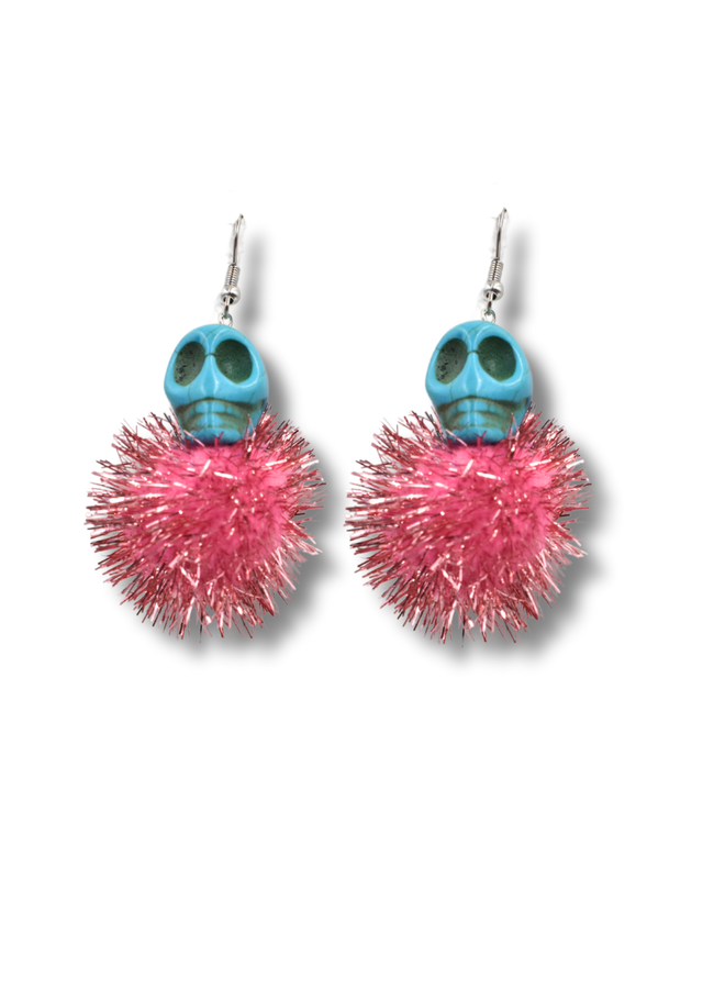 Pom Pom Skeleton Earrings