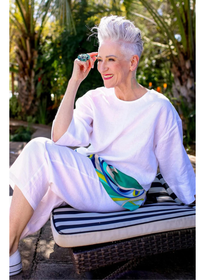 Alembika Lagoon Dot Linen Top