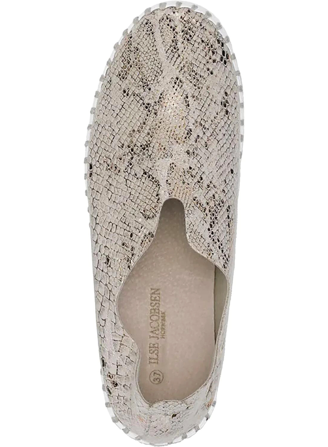 Ilse Jacobsen Metallic Snakeskin Tulip Shoe in Wheat