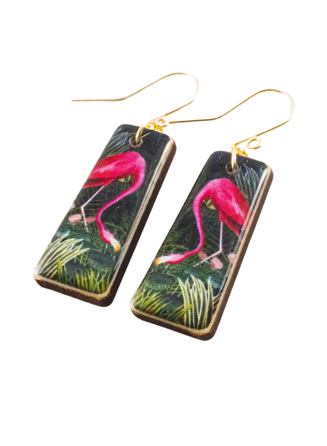 Vintage Image Flamingo Earrings