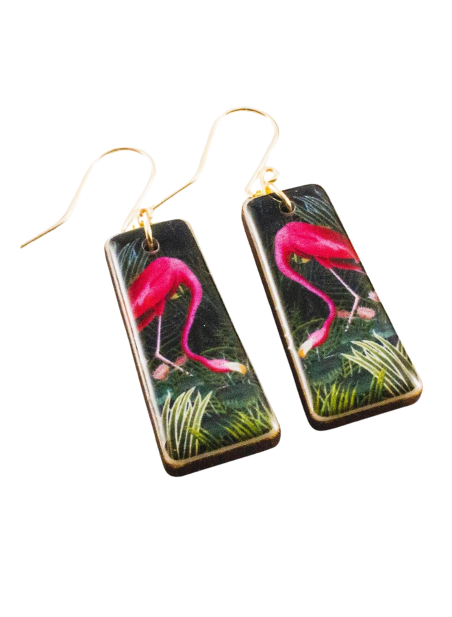 Vintage Image Flamingo Earrings