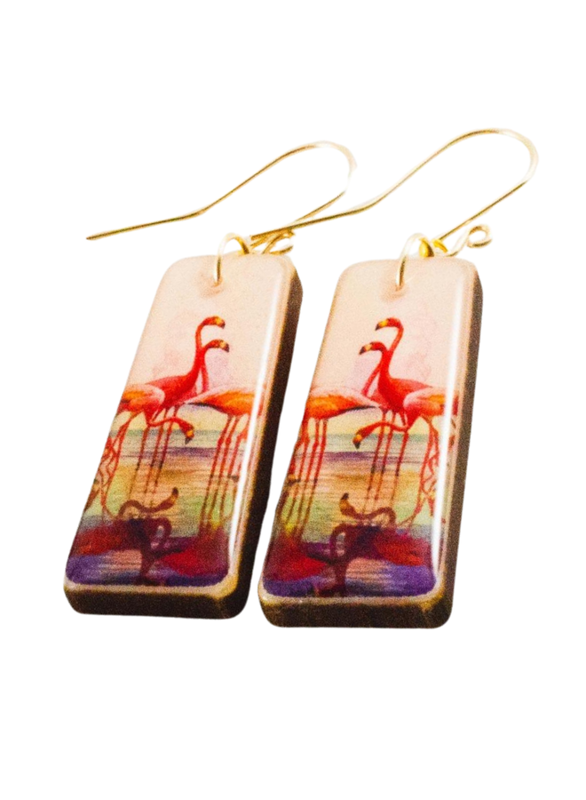 Pink Tropical Flamingo Earrings