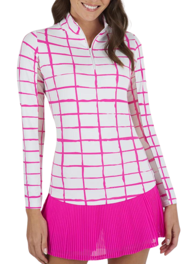 IBKUL Cordova Print Long Sleeve Mock Neck Top