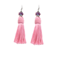Handmade Tassel Earrings With Glass Beads on Pink