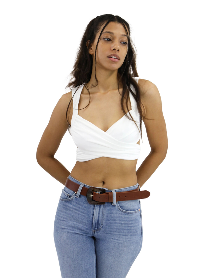 Tan Leather Belt With Tortoise Buckle