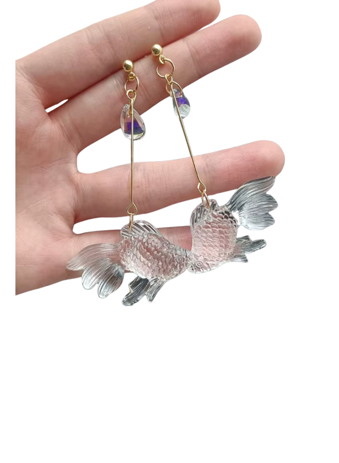 Clear Goldfish Earrings