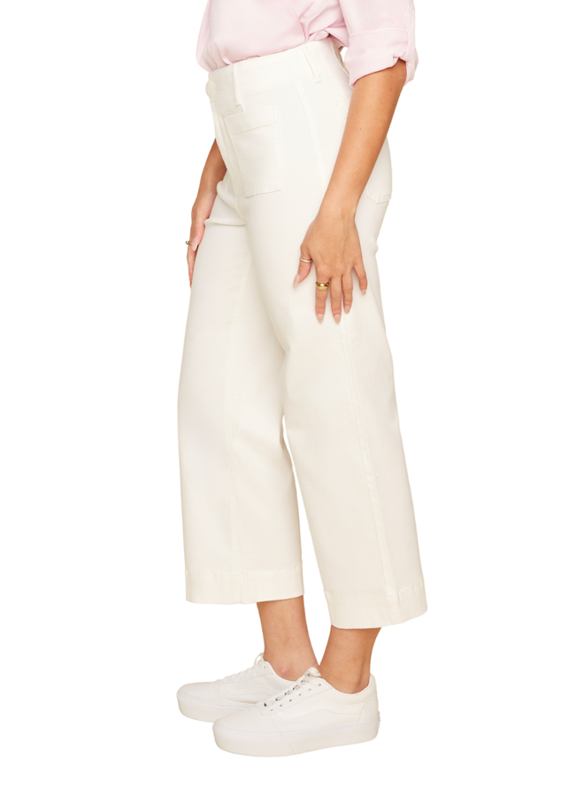 Renuar Crop Wide Leg Pant In Cream