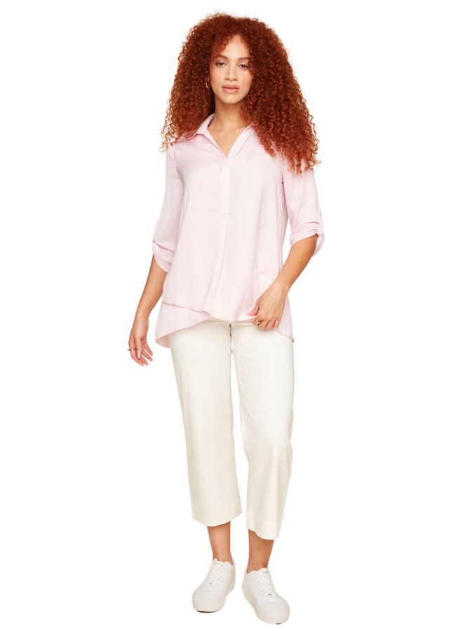 Renuar Crop Wide Leg Pant In Cream
