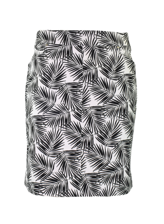 Renuar Skort In Black Palm Print