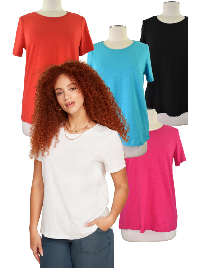 Renuar Button Sleeve Tee in More Colors
