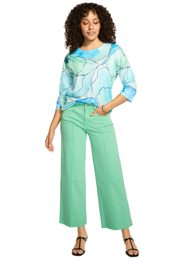 French Dressing Olivia Fringed Wide Ankle Pant In Patina