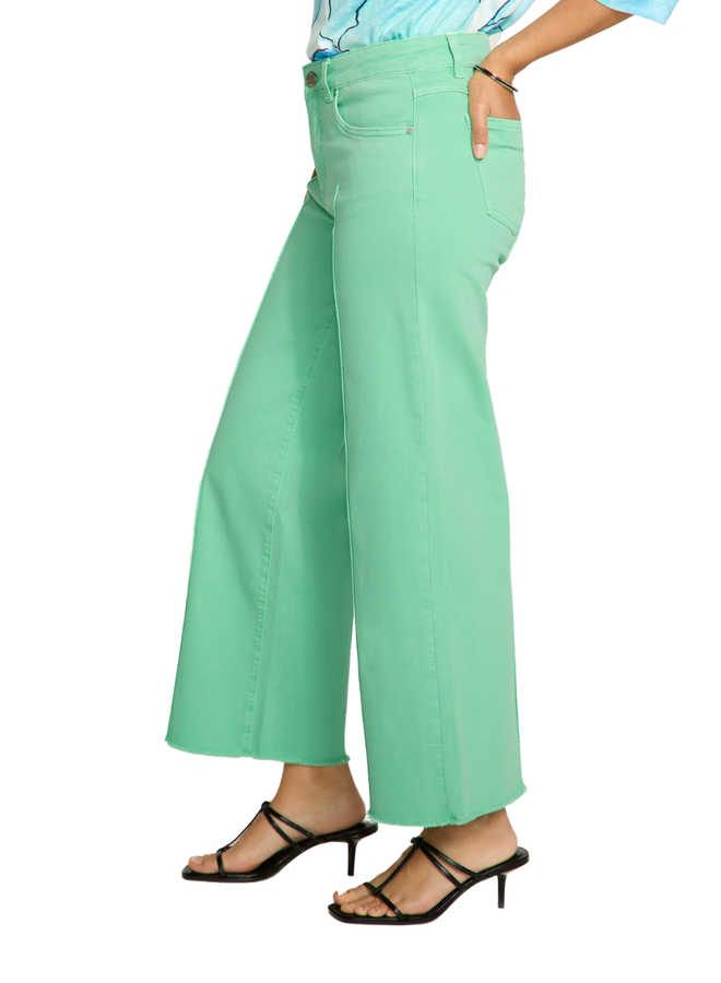 French Dressing Olivia Fringed Wide Leg Jean in Patina