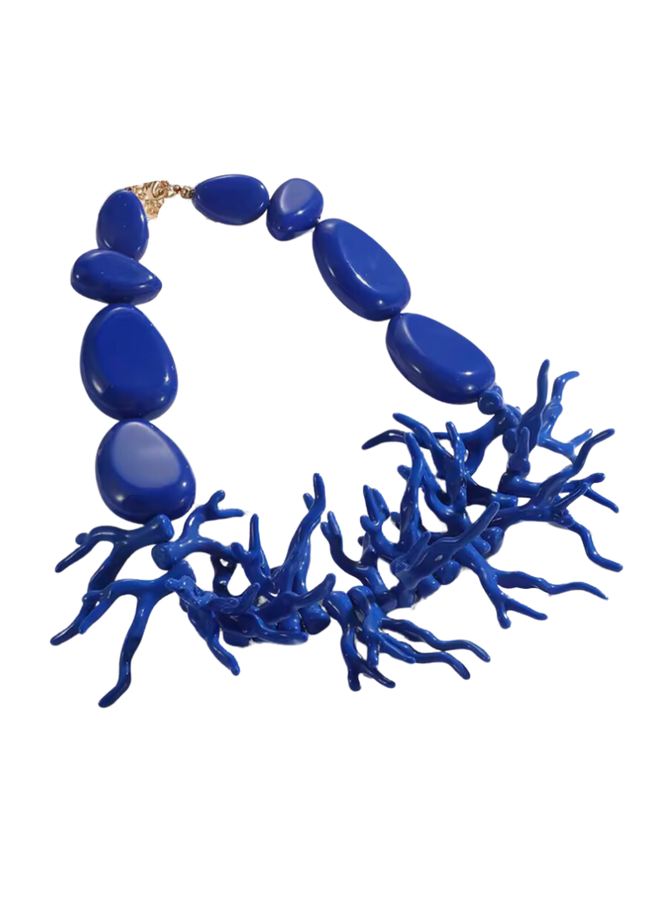 Faux Coral Necklace in Blue