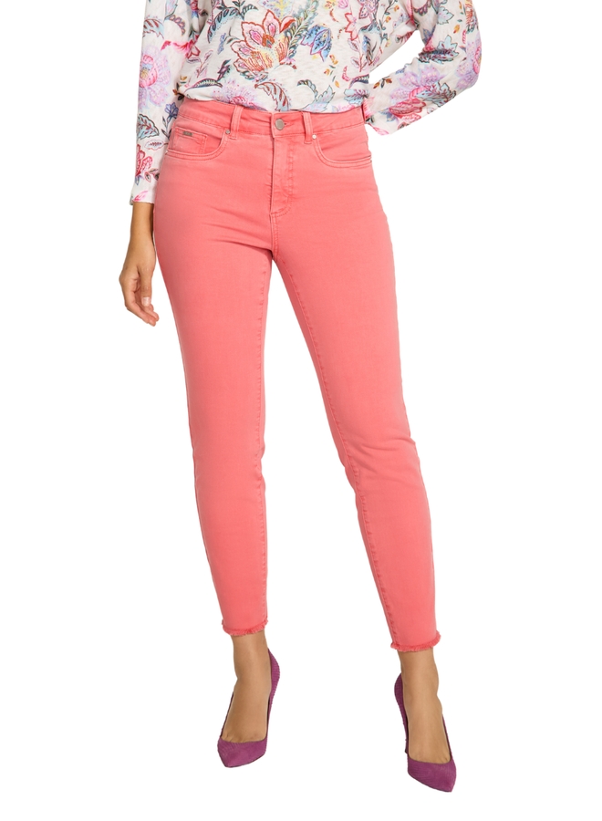 French Dressing Fringed Lux Olivia Slim Jean In Coral