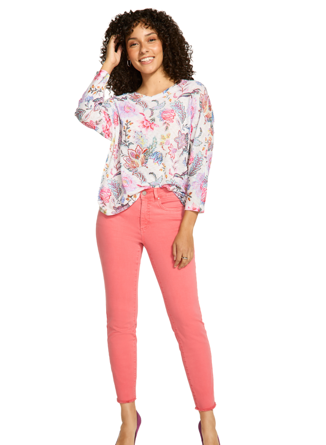 French Dressing Fringed Lux Olivia Slim Jean In Coral