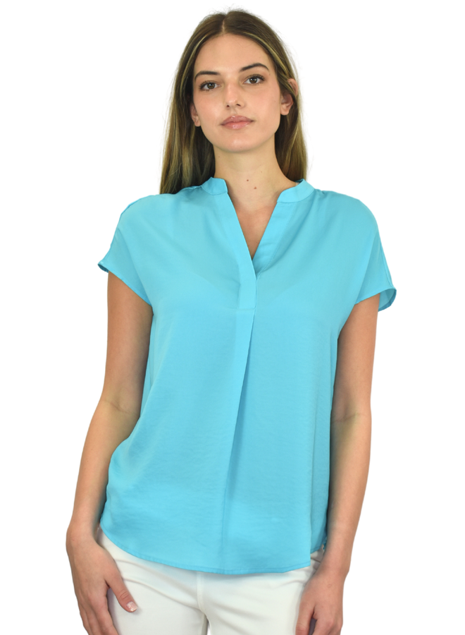 Renuar Essential Short Sleeve Top In Aquamarine