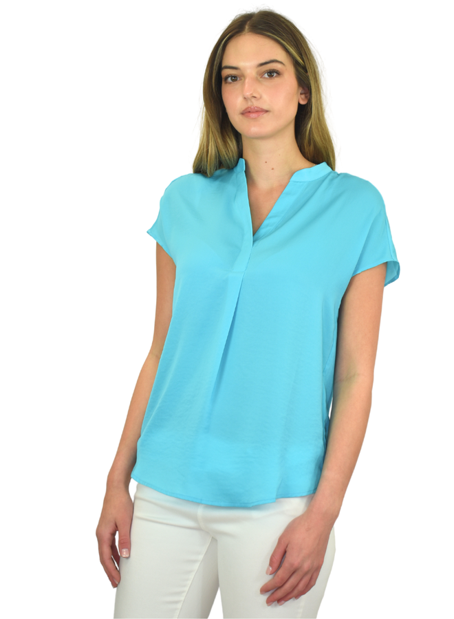 Renuar Essential Short Sleeve Top In Aquamarine