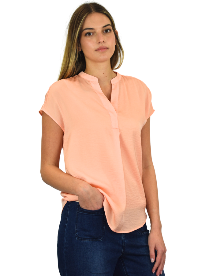 Renuar Essential Short Sleeve Top In Peachy