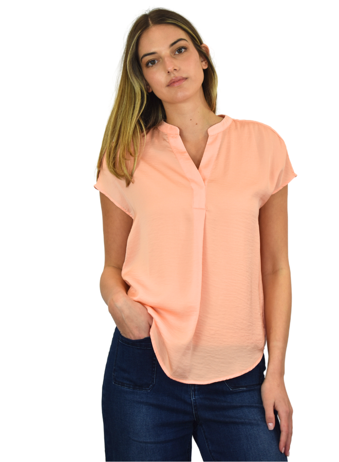 Renuar Essential Short Sleeve Top In Peachy