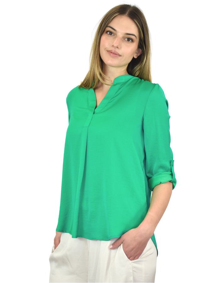 Renuar V-Neck Blouse In Jade