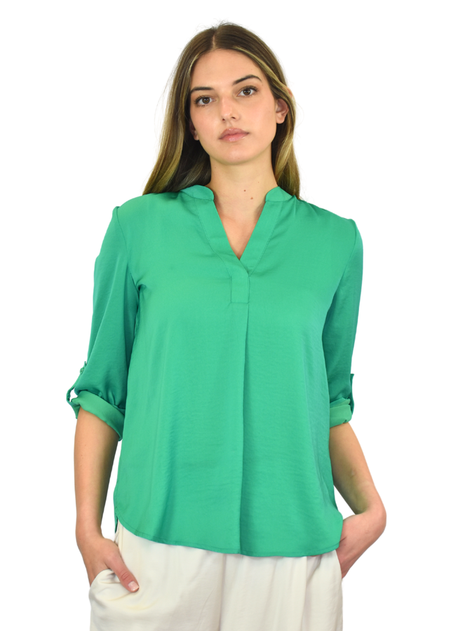 Renuar V-Neck Blouse In Jade