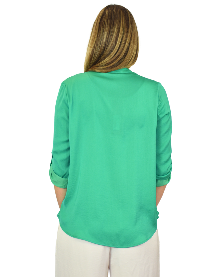 Renuar V-Neck Blouse In Jade