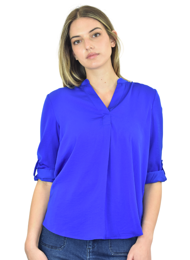 Renuar V-Neck Blouse In Royalty