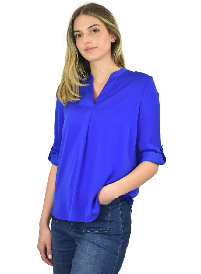 Renuar V-Neck Blouse In Royalty