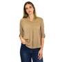 Renuar V-Neck Blouse In Tan