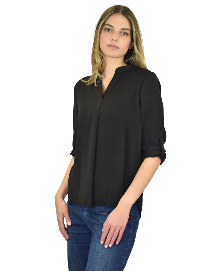 Renuar V-Neck Blouse In Black