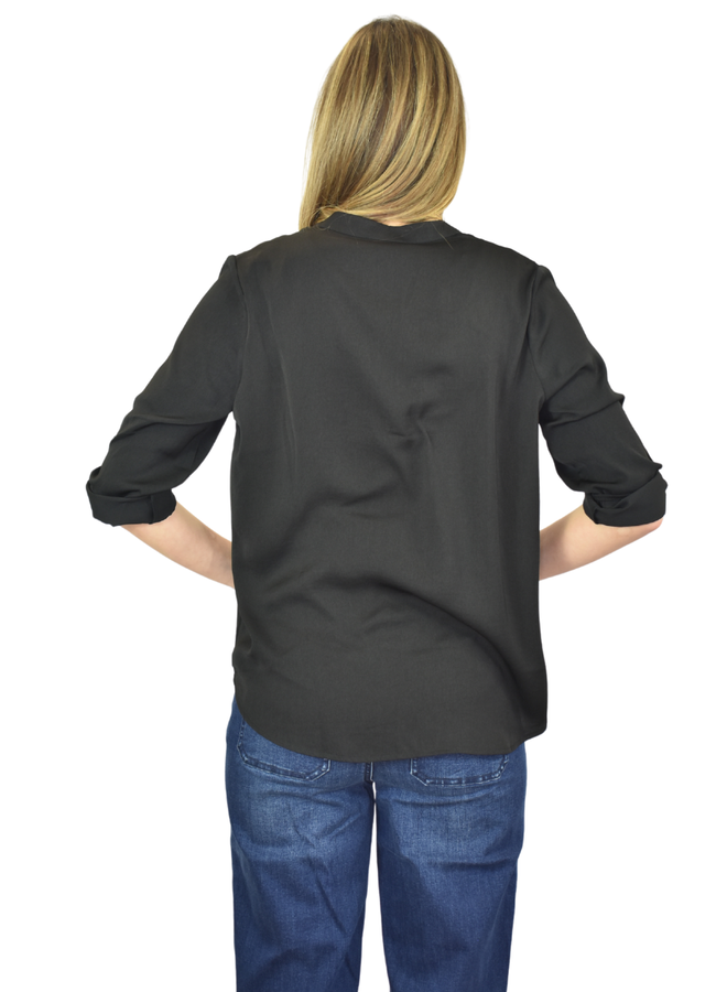 Renuar V-Neck Blouse In Black