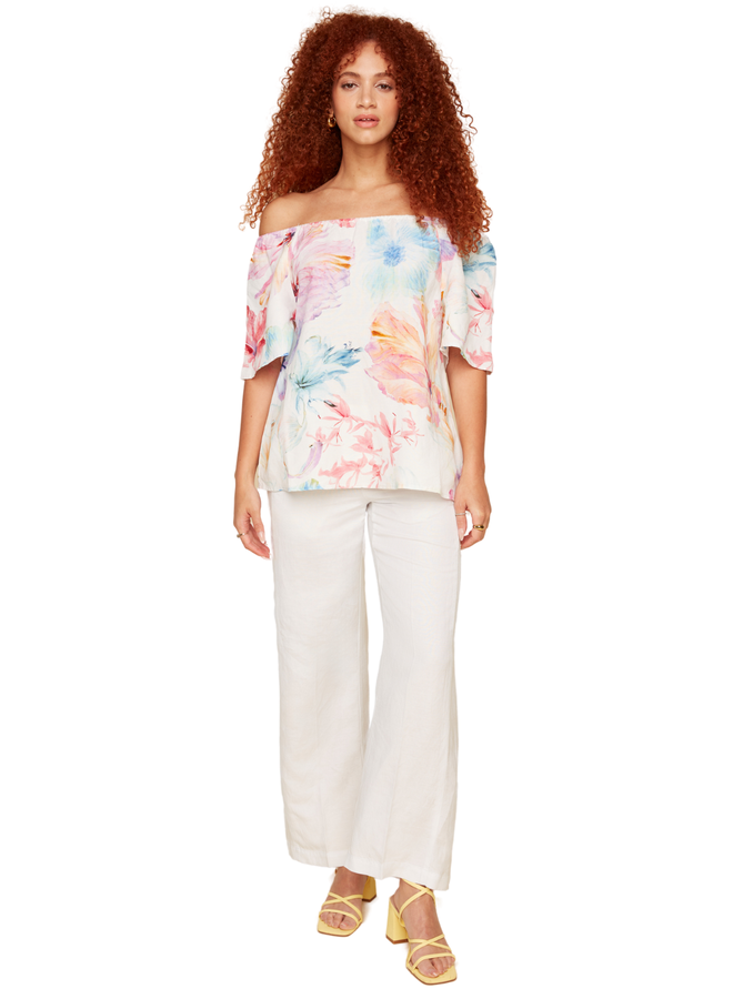 Renuar Wide Leg Linen Pants