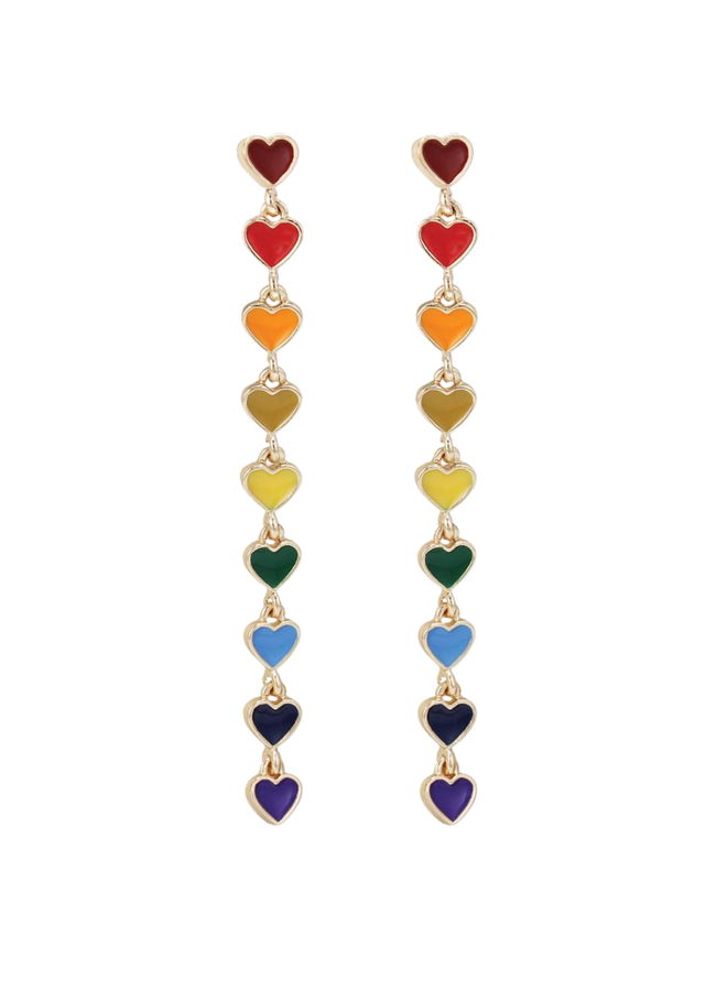 Rainbow Linear Heart Earrings