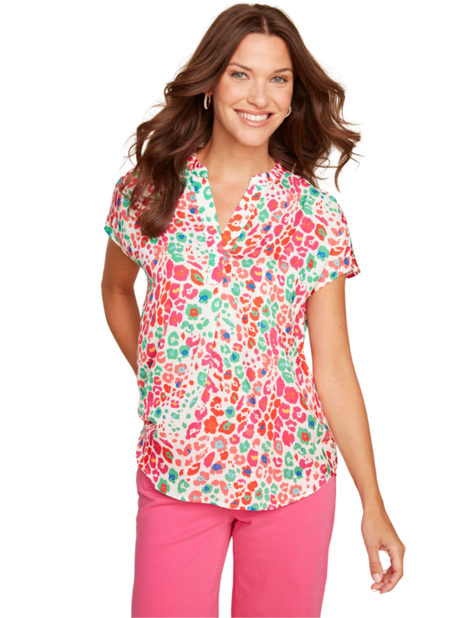 Renuar Printed Essential Short Sleeve Top in Multi