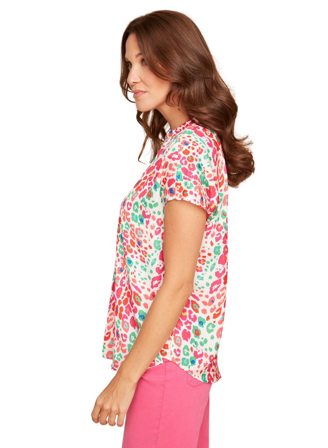 Renuar Printed Essential Short Sleeve Top in Multi