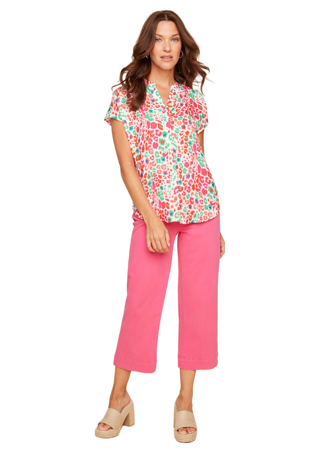 Renuar Printed Essential Short Sleeve Top in Multi