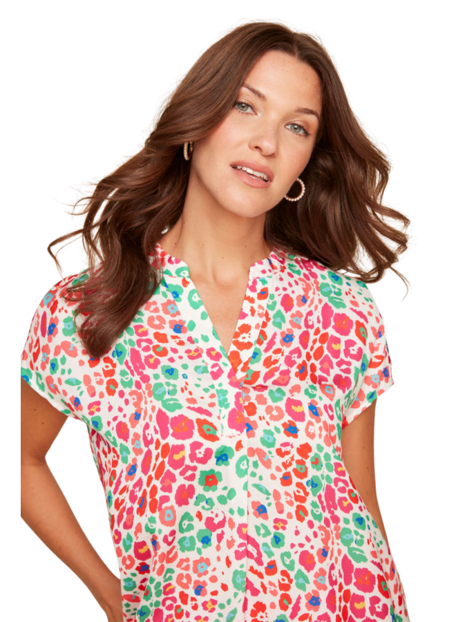 Renuar Printed Essential Short Sleeve Top in Multi