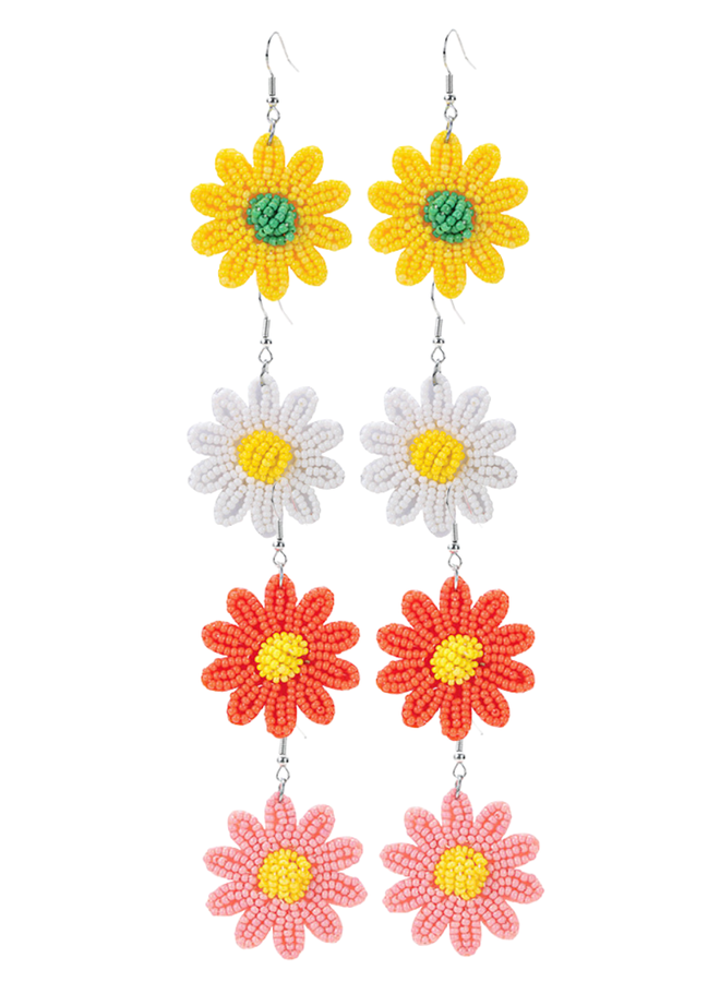 Beaded Daisy Earrings