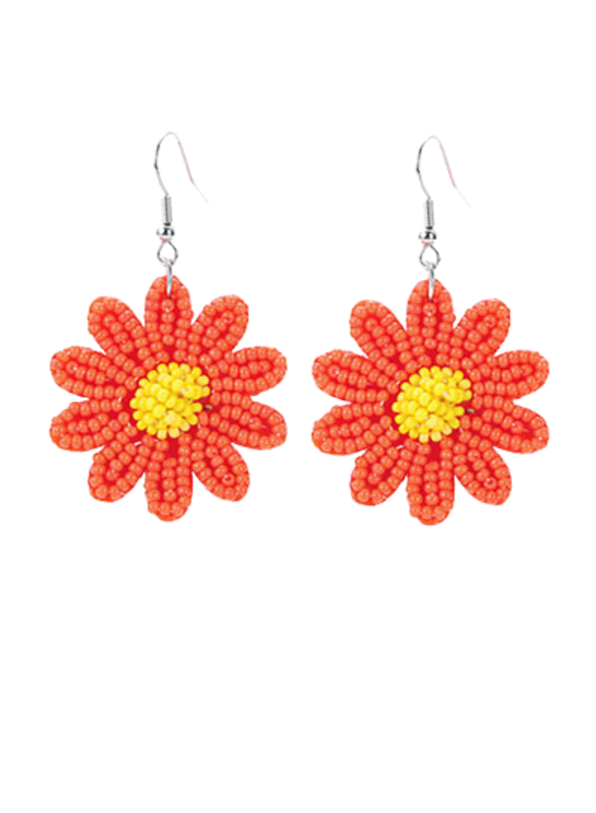 Beaded Daisy Earrings