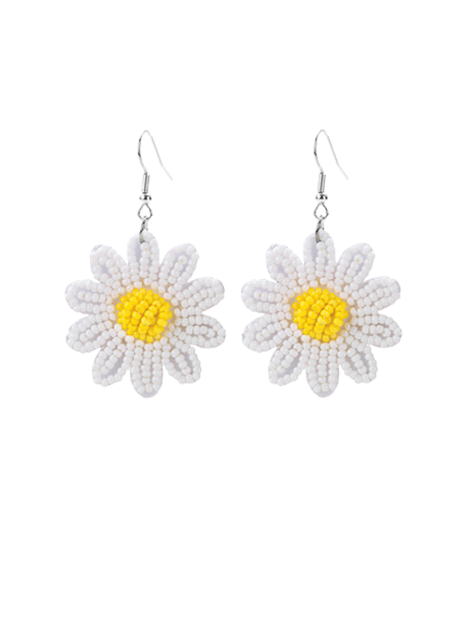 Beaded Daisy Earrings
