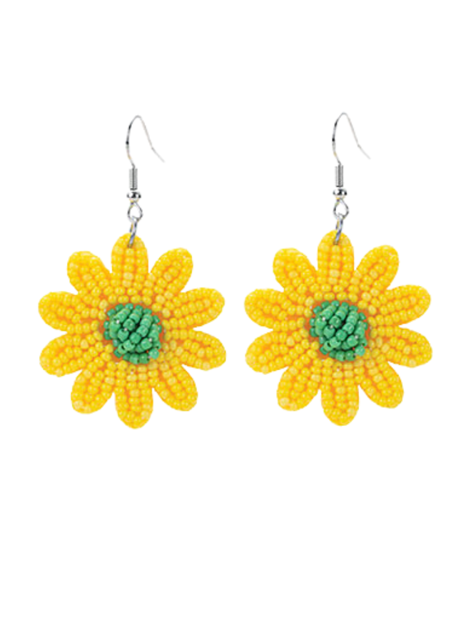 Beaded Daisy Earrings