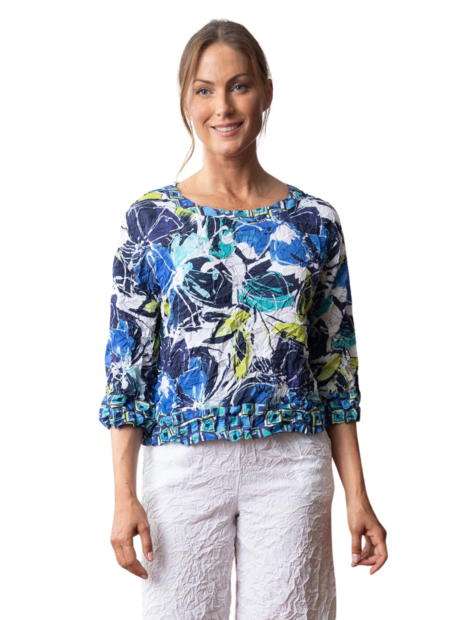 Olivia Crimped Crepe Audrey Pullover in Lime