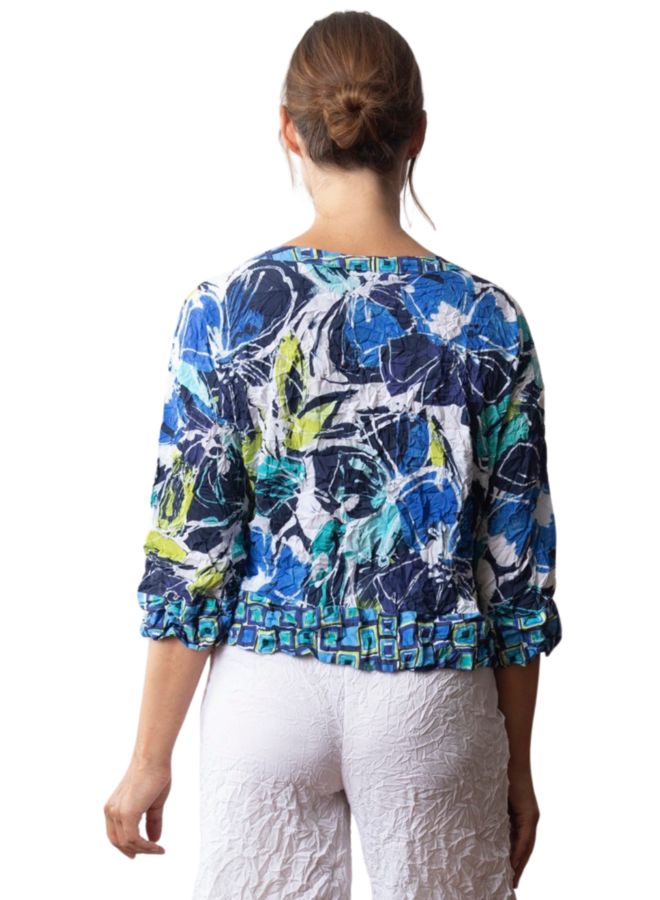 Olivia Crimped Crepe Audrey Pullover in Lime