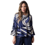 Olivia Crepe Georgette Waves Pullover in Navy