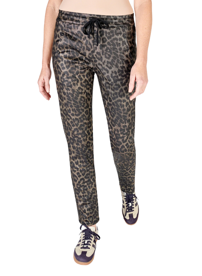 Alembika Animal Stretch Iconic Jeans In Brown Leopard